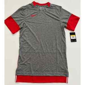 Nike Men's Gray/Red Team Player Short Sleeve CI4545-034 Size S NWT.